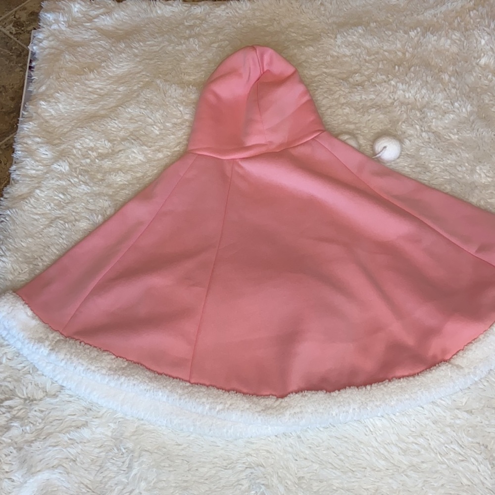 Pink and White Pocketed Hooded Cape - Picture 2 of 6